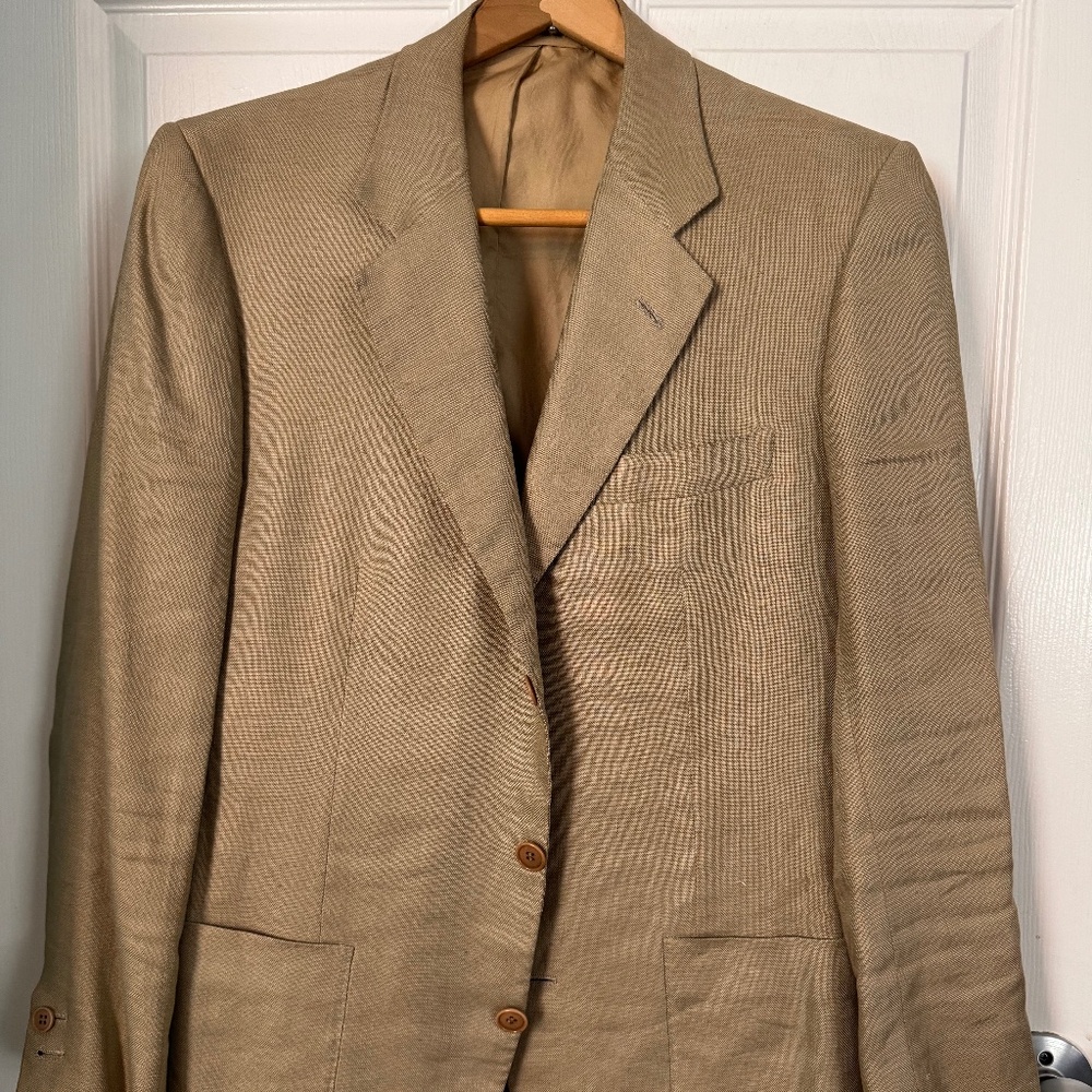 Tan Linen sports jacket by Luciano Barbera